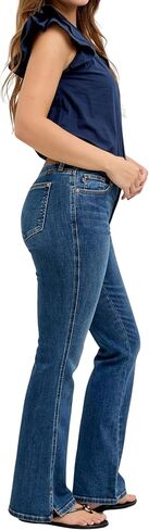 Judy Blue Mid Rise Bootcut Jeans with Side Slit and Cell Phone Pocket, Inseam 32" Blue. in Saudi Arabia