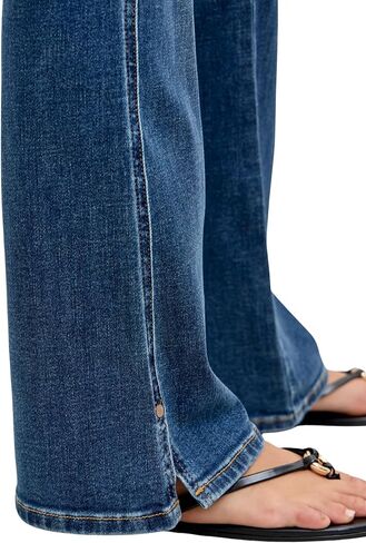 Judy Blue Mid Rise Bootcut Jeans with Side Slit and Cell Phone Pocket, Inseam 32" Blue. in Saudi Arabia
