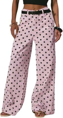 yoeasy Polka Dot Jeans Women Vintage Wide Leg Denim Pants Trendy Casual Y2K Baggy Boyfriend Jeans with Pockets in Saudi Arabia