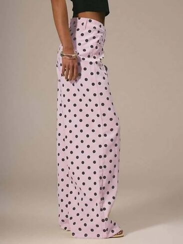 yoeasy Polka Dot Jeans Women Vintage Wide Leg Denim Pants Trendy Casual Y2K Baggy Boyfriend Jeans with Pockets in Saudi Arabia