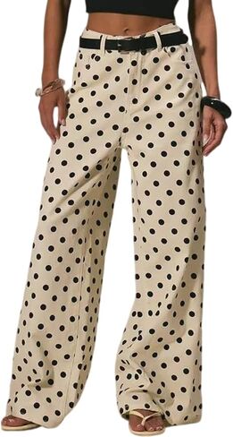 yoeasy Polka Dot Jeans Women Vintage Wide Leg Denim Pants Trendy Casual Y2K Baggy Boyfriend Jeans with Pockets in Saudi Arabia