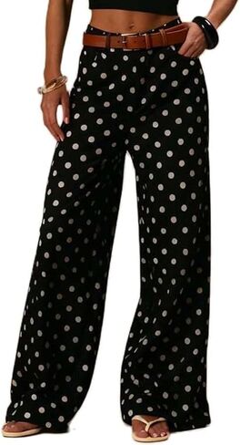 yoeasy Polka Dot Jeans Women Vintage Wide Leg Denim Pants Trendy Casual Y2K Baggy Boyfriend Jeans with Pockets in Saudi Arabia