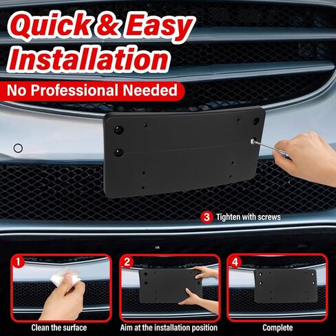 Heavy-Duty ABS Front License Plate Bracket Compatible with 2013 2012 2011 2010 Mercedes-Benz E350 Sedan, Rust-Proof Car Tag Frame with Mounting Screws, Quick Install License Plate Holder in Kuwait