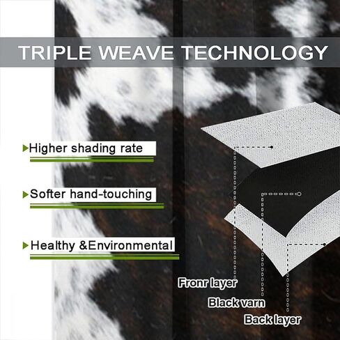 Cow Print Curtains for Kitchen,Animal Fur Skin Curtains Brown Cowhide Western Farm Window Treatments Rustic Hunter Farm Print for Farmhouse Bedroom Living Room 42x45in in Kuwait