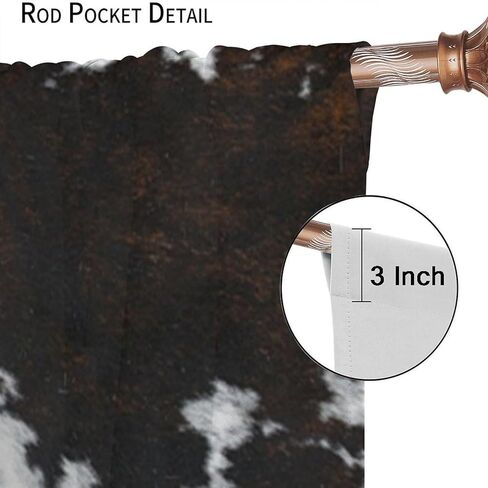 Cow Print Curtains for Kitchen,Animal Fur Skin Curtains Brown Cowhide Western Farm Window Treatments Rustic Hunter Farm Print for Farmhouse Bedroom Living Room 42x45in in Kuwait