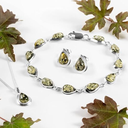 HENRYKA Green Amber bracelet sterling silver, Healing stone bracelet, Crystal baltic amber jewelry, Green Bracelet, Boho Jewelry, Bridesmaid Jewellery gift in Saudi Arabia