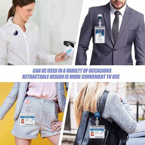 بكرة حامل شارة معدنية قابلة للسحب شديدة التحمل مع مشبك حزام وحلقة مفاتيح لسلسلة مفاتيح بطاقة الهوية، سلك سلك فولاذي مقوى مقاس 21.6 بوصة (فضي + ذهبي + ذهبي وردي) in Kuwait