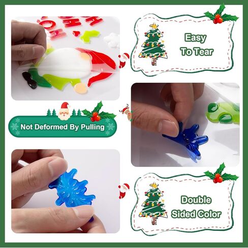 6 Sheet Christmas Window Clings Gel,Snowman,Gingerbread Man,Christmas Tree, Santa Claus, Snowflakes, Christmas Stickers for Glass Windows, Window Clings Christmas Decorations in Kuwait
