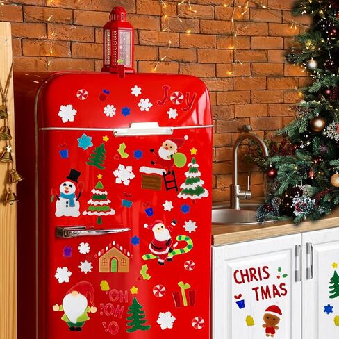 6 Sheet Christmas Window Clings Gel,Snowman,Gingerbread Man,Christmas Tree, Santa Claus, Snowflakes, Christmas Stickers for Glass Windows, Window Clings Christmas Decorations in Kuwait