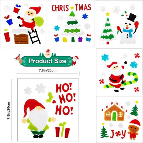 6 Sheet Christmas Window Clings Gel,Snowman,Gingerbread Man,Christmas Tree, Santa Claus, Snowflakes, Christmas Stickers for Glass Windows, Window Clings Christmas Decorations in Kuwait