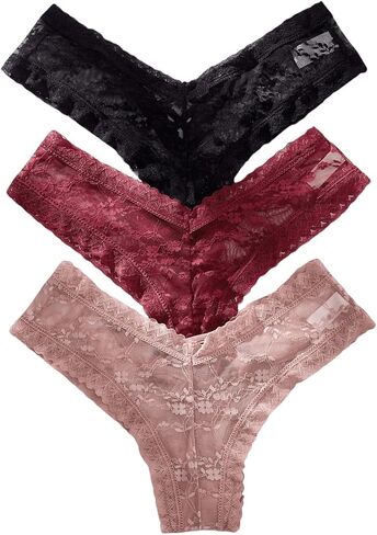 SHENHE Women's 3 Pack Lace Underwear V Waist Criss Cross Low Rise Cheeky Panties Hipsters in Saudi Arabia