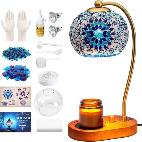 DIY Turkish Mosaic Candle Warmer Lamp Kit, Stained Glass Wax Melt Warmer Lamp Making Kit- Easy,Fun, No Experience Needed, Mosaic Art &Craft Project Kits for Adults &Teens,Make Your Own Lamp,Multicolor in Saudi Arabia