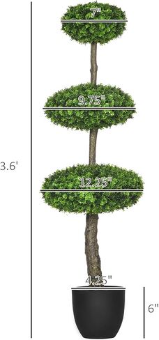 HOMCOM مجموعة من شجرتين من خشب البقس الاصطناعي في الأواني، 43.25 بوصة نباتات صناعية وأشجار صناعية للمكتب المنزلي، ديكور غرفة المعيشة، داخلي وخارجي in Kuwait