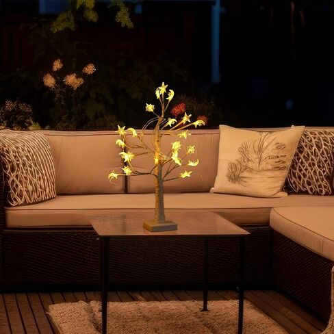 Ramadan Lighted Star Moon Birch Tree with LED Lights USB Battery Powered Artificial Tree for Decoration Indoor for Eid Decorations Home Ramadan Parties, 2 Ft, 24 LED in Kuwait