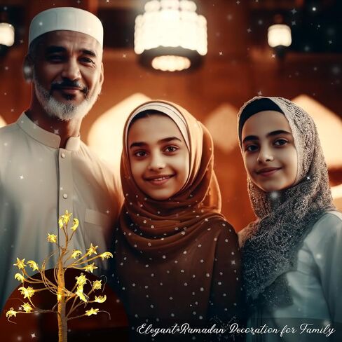 Ramadan Lighted Star Moon Birch Tree with LED Lights USB Battery Powered Artificial Tree for Decoration Indoor for Eid Decorations Home Ramadan Parties, 2 Ft, 24 LED in Kuwait