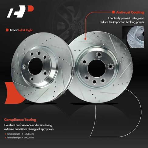 A-Premium 13.77 inch (349.7mm) Front Drilled and Slotted Disc Brake Rotors + Ceramic Pads Kit Compatible with Select Audi, Porsche & Volkswagen Models - Q7 2007-2015, Touareg 2004-2008/2010, 6-PC Set in Saudi Arabia