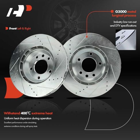 A-Premium 13.77 inch (349.7mm) Front Drilled and Slotted Disc Brake Rotors + Ceramic Pads Kit Compatible with Select Audi, Porsche & Volkswagen Models - Q7 2007-2015, Touareg 2004-2008/2010, 6-PC Set in Saudi Arabia