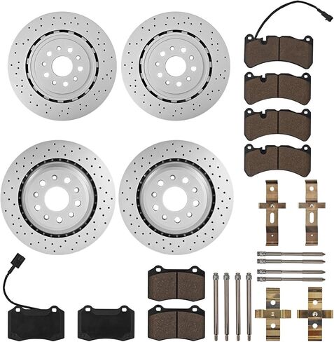 Brake Pads Rotors Kit Front & Rear Compatible with Maserati Ghibli Quattroporte 2014 2015 2016 Part# 673012041, 673010331, 980156013, 673012377, 673010325, 980156007, 670030935, 670031597 in Kuwait