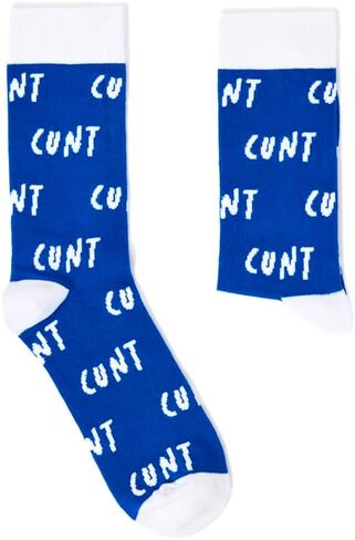 C*NT Repeat Rude Socks | Bold Blue & White All-Over Print | 1 Pair | Unisex US Size Men’s 7–12 / Women’s 8.5–13.5 | Cotton Rich | Funny Gift Idea | Birthdays & Valentine’s in Saudi Arabia