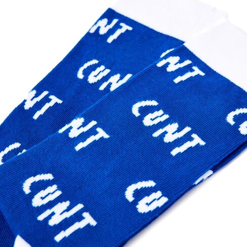 C*NT Repeat Rude Socks | Bold Blue & White All-Over Print | 1 Pair | Unisex US Size Men’s 7–12 / Women’s 8.5–13.5 | Cotton Rich | Funny Gift Idea | Birthdays & Valentine’s in Saudi Arabia