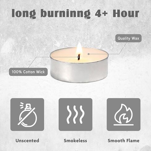 Unscented Tealight Candles - 200 Pack 4 Hours Smokeless White Small Tea Candles for Weddings,Warmer Home Decor for Home in Saudi Arabia