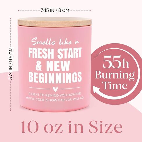 شمعة معطرة ببدايات جديدة من Afterprints، 10 أونصة، هدايا تفكك الطلاق للنساء، هدايا ملهمة وتشجيع وابتهاج للأصدقاء وزملاء العمل والتخرج والترويج والتدفئة لمنزل جديد in Kuwait