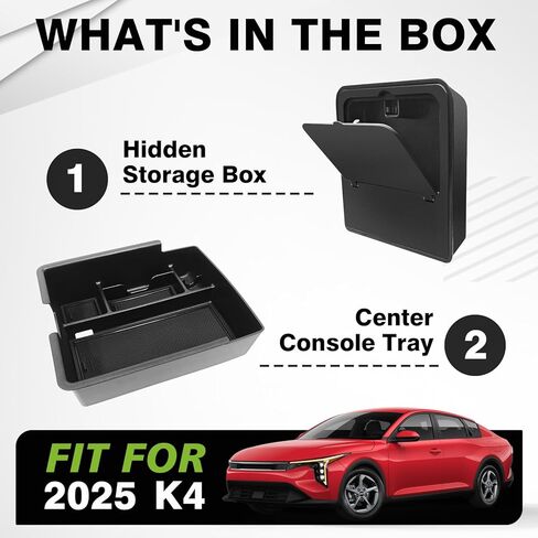 Muslogy 2PCS Center Console Organizer & Hidden Storage Box One-Touch Compatible with Kia K4 2025 Accessories Armrest Privacy Insert Tray Console Divider Insert Organizer in Saudi Arabia