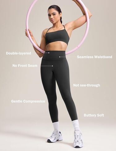 POSHDIVAH Creamluxe No Front Seam Yoga Leggings 25" Seamless High Waisted Workout Lounge Pants Pilates Gym Womens Tights in Kuwait