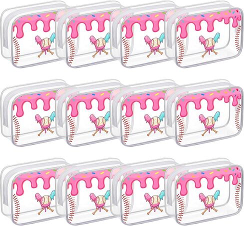 12 Pcs Ice Cream Drip Baseball Snack Bags for Team Gifts 7 x 4.7 x 2.4'' Goodie Treat Candy Pouch Bags PVC Clear Waterproof with Zipper Party Favors for Travel Birthday Gifts Sport Supplies in Kuwait