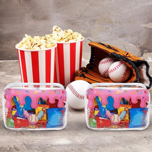 12 Pcs Ice Cream Drip Baseball Snack Bags for Team Gifts 7 x 4.7 x 2.4'' Goodie Treat Candy Pouch Bags PVC Clear Waterproof with Zipper Party Favors for Travel Birthday Gifts Sport Supplies in Kuwait