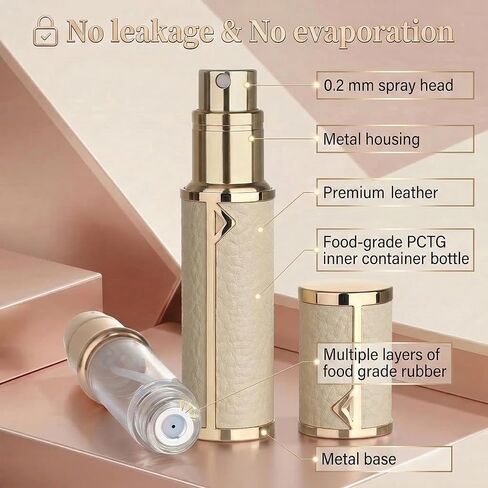 Genuine Leather Travel Perfume Bottle Refillable, Luxury Calfskin Wrapped Mini Perfume Atomizer, Aesthetic Purse Accessory for Fragrance, Gift Set for Her 3 Pcs in Kuwait
