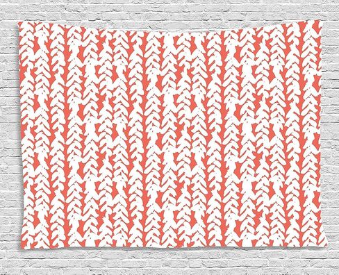 Ambesonne Coral Tapestry, Hand Painted Braids Vertical Pattern Bohemian Hipster Fashion Chevron Art, Wide Wall Hanging for Bedroom Living Room Dorm, 80" X 60", White Coral in Saudi Arabia