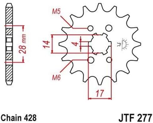 Front Sprocket 14 Tooth 428 Pitch JTF277.14 in Saudi Arabia