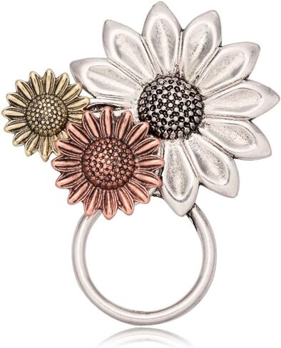 NOUMANDA Antique Gold Silver and Copper 3 Sunflower Magnetic Eyeglass Holder Brooch and Bangle in Saudi Arabia