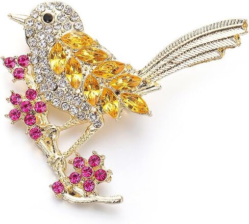 Dainty Bird Brooch Pin, Floral Animal Dress Accessories, Sweet Delicacy Style, Lovely Fashion Ornament in Saudi Arabia