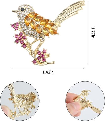 Dainty Bird Brooch Pin, Floral Animal Dress Accessories, Sweet Delicacy Style, Lovely Fashion Ornament in Saudi Arabia