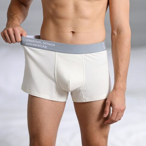 Mens Boxer Briefs Sexy Underwear, Mens Boxer Briefs,with Pouch Moisture Wicking Breathable Trunks 1 Pack (White) in Saudi Arabia
