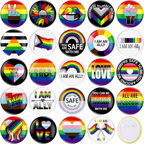 72 Pcs Pride Pins Ally Flag Button LGBTQ Flag Pins Trans Lesbian Pansexual Bisexual Rainbow Brooch Badges for Pride Month Parades Gay LGBTQ Party Supplies Decorations in Kuwait