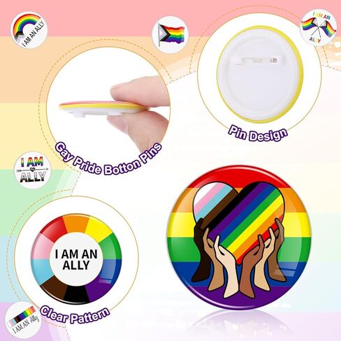 72 Pcs Pride Pins Ally Flag Button LGBTQ Flag Pins Trans Lesbian Pansexual Bisexual Rainbow Brooch Badges for Pride Month Parades Gay LGBTQ Party Supplies Decorations in Kuwait
