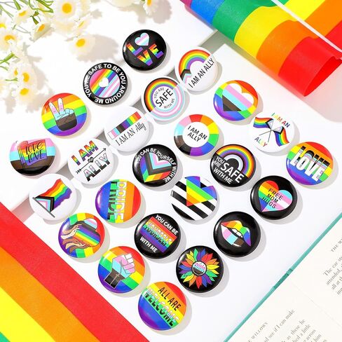 72 Pcs Pride Pins Ally Flag Button LGBTQ Flag Pins Trans Lesbian Pansexual Bisexual Rainbow Brooch Badges for Pride Month Parades Gay LGBTQ Party Supplies Decorations in Kuwait
