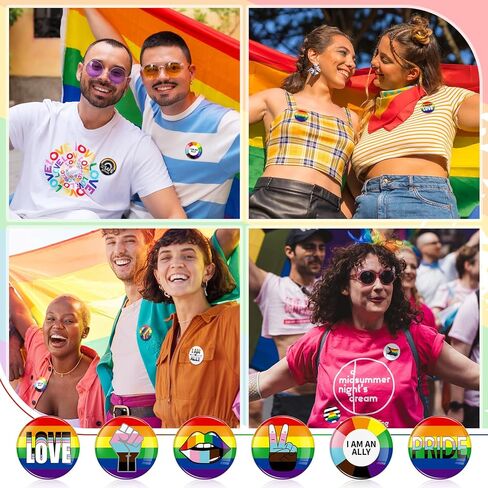 72 Pcs Pride Pins Ally Flag Button LGBTQ Flag Pins Trans Lesbian Pansexual Bisexual Rainbow Brooch Badges for Pride Month Parades Gay LGBTQ Party Supplies Decorations in Kuwait