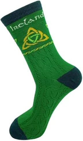 Cotton Green Trinity Knot Socks Aran Style Irish Symbol Ireland Gift St Patrick's Day UK/IRL: 4-9, EUR: 37-43, USA: 5-11, One Size Tall in Kuwait