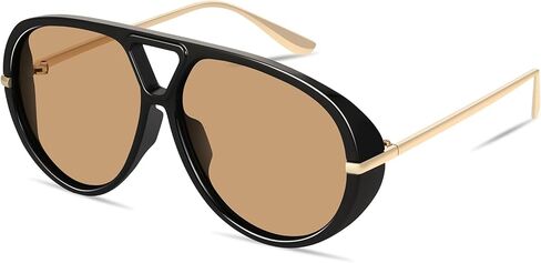 نظارة شمسية Grfisia Retro Aviator للنساء الرجال العصرية ذات الحجم الكبير من أشعة الشمس عتيقة ظلال درع عتيقة in Kuwait