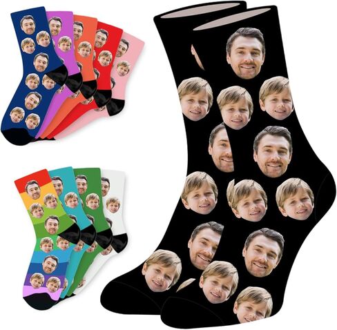 سفن اليوم التالي هدايا شخصية للرجال، هدية عيد الأب المضحكة، طباعة وجهك على الجوارب، جورب صور مخصص in Kuwait