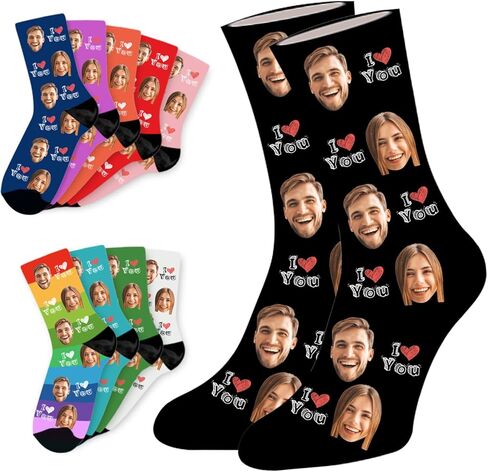 SHIPS NEXT DAY Personalized Gifts for Men, Funny Fathers Day Gift, Print Your Face on Socks, Custom Photo Sock in Kuwait