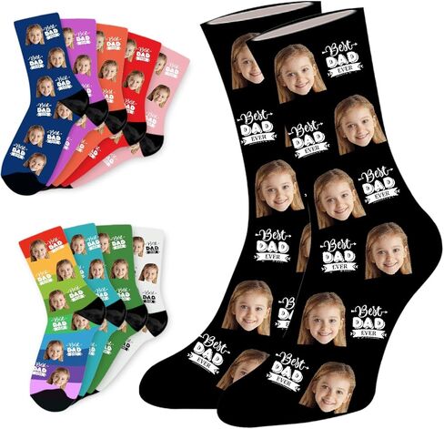 SHIPS NEXT DAY Personalized Gifts for Men, Funny Fathers Day Gift, Print Your Face on Socks, Custom Photo Sock in Kuwait