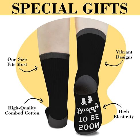 جوارب قريبًا لتكون بابا - فكرة هدية للأب الجديد للرجال، هدايا عيد ميلاد مضحكة لعيد الأب، جوارب مبتكرة له (أسود/رمادي) -01 in Kuwait