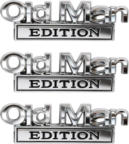 3Pcs Old Man Edition Car Emblem, 3D Metal Badge Decal for Automotive Truck SUV Vehicles Fender Tailgate Bumper in Kuwait