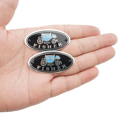 2Pc Body by Fisher Aluminum Door Sill Scuff Step Plate Emblems Decals 3D Badge Nameplate (Silver Black) in Kuwait