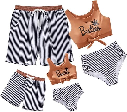 IFFEI Family Matching Mommy and Me Swimsuits Two Piece Bikini Set Tank Top and Bottom Bathing Suits Swimwear in Saudi Arabia